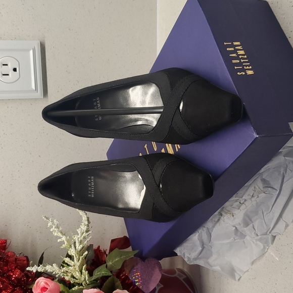 STUART WEITZMAN midlogic suede square toe pumps (sz 5.5M) - Picture 3 of 8